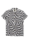 Boardies Kids' Hypnotic Print Button-up Shirt In Black White