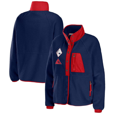Wear By Erin Andrews Navy New England Patriots Polar Fleece Raglan Full-snap Jacket