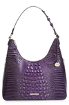 Brahmin Tabitha Croc Embossed Leather Shoulder Bag In Ultraviolet