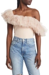 FREE PEOPLE BIG LOVE TULLE ACCENT SLEEVELESS BODYSUIT