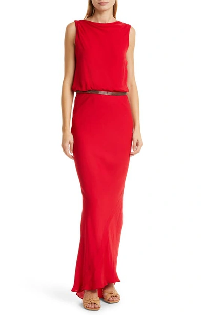 Twp I Remember When Backless Silk Georgette Gown In True Red