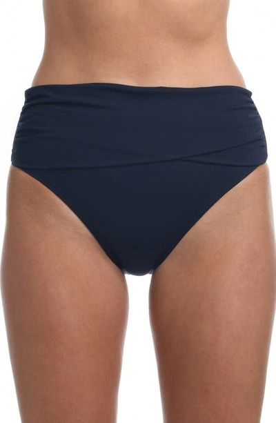 La Blanca Island Goddess Overlap Bikini Bottoms In Indigo