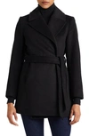 Ralph Lauren Belted Wool Blend Coat In Black
