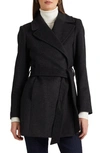 Ralph Lauren Belted Wool Blend Coat In Charcoal