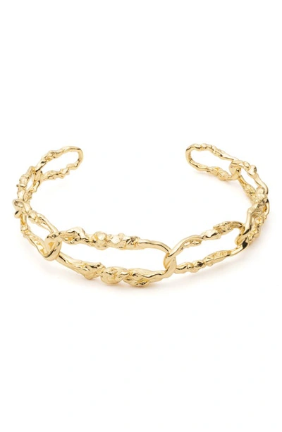 Alexis Bittar Brut Small 14k Gold-plated Link Bracelet Cuff In Yellow Gold