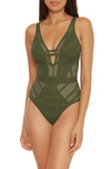Becca Colorplay Lace One-piece Swimsuit In Cactus