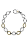 Lagos Stainless Steel & 18k Yellow Gold Caviar Luxe Diamond Link Bracelet In Silver