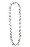 Lagos Sterling Silver & 18k Yellow Gold Caviar Luxe Diamond Link Necklace, 18 In Silver
