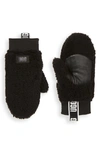 Ugg Sherpa Logo Tag Mittens In Black