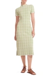 Staud Heli Mock Neck Sweater Dress In Moss Maze
