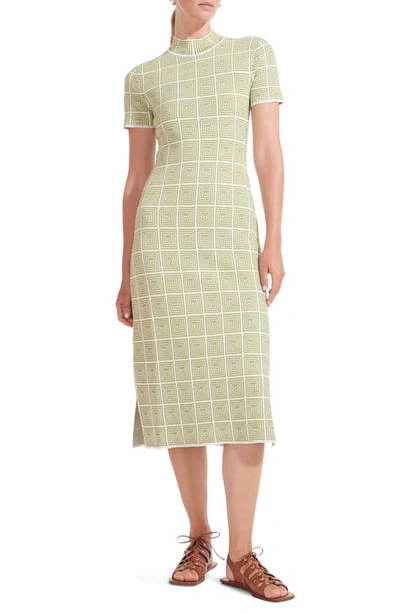 Staud Heli Mock Neck Sweater Dress In Moss Maze