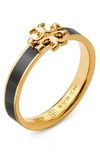 Tory Burch Kira Enamel Ring In Tory Gold/black