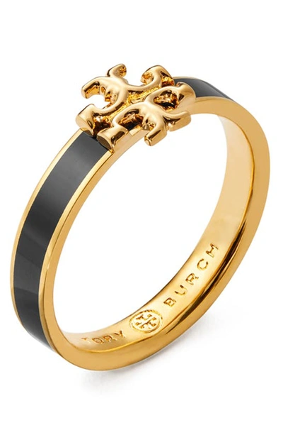 Tory Burch Kira Enamel Ring In Tory Gold/black