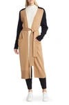Hugo Boss Fodenia Block Colour Long Wrap Cardigan In Camel Fantasy
