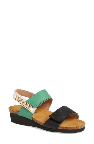 Naot Eliana Slingback Sandal In Black/ Soft Jade/ Oily Bark