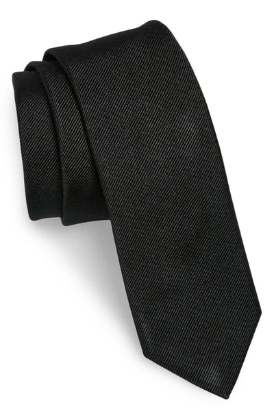Hugo Boss Solid Silk Skinny Tie In Black