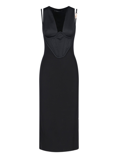 Versace Maxi Corset Dress In Nero