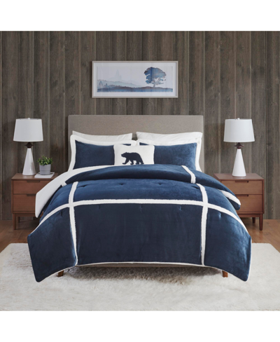 Woolrich Orlen Reversible Plush To Sherpa 3-pc. Comforter Set, Twin In Navy