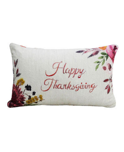 Vibhsa Thanksgiving Throw Pillow With Text, 24" X 14" In Multi Color