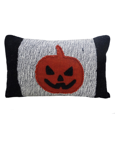 Vibhsa Halloween Pumpkin Throw Pillow, 24" X 14" In Black/ivory/rust