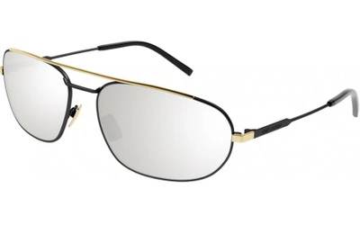 Saint Laurent Silver Flash Oval Mens Sunglasses Sl 561 003 61 In Black / Gold / Silver