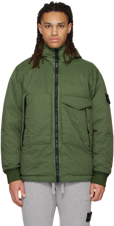Stone Island Green Opaque Down Jacket In V0058 Olive