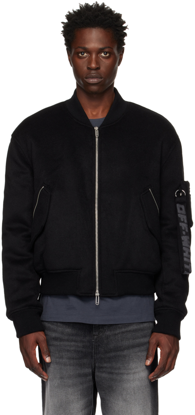 Off-white Black 'touch Carefully' Bomber Jacket In Black Grey