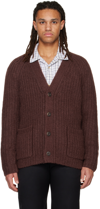 VINCE BURGUNDY Y-NECK CARDIGAN