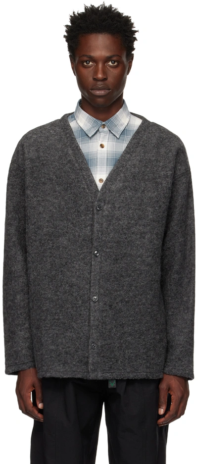 South2 West8 Gray Brushed Cardigan In D-charcoal