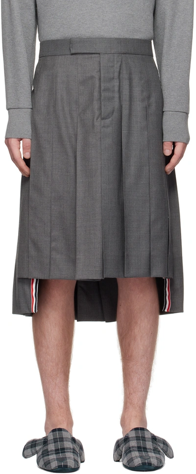 Thom Browne Gray Super 120s Pleated Skirt In 035 Med Grey