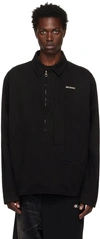 WE11 DONE BLACK HALF-ZIP SHIRT