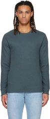 Vince Blue Thermal Long Sleeve T-shirt In Desert Leaf-934dle