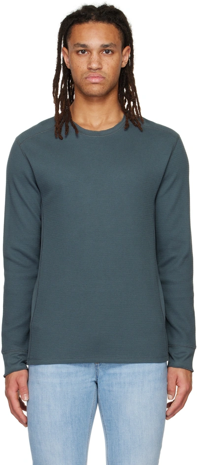 Vince Blue Thermal Long Sleeve T-shirt