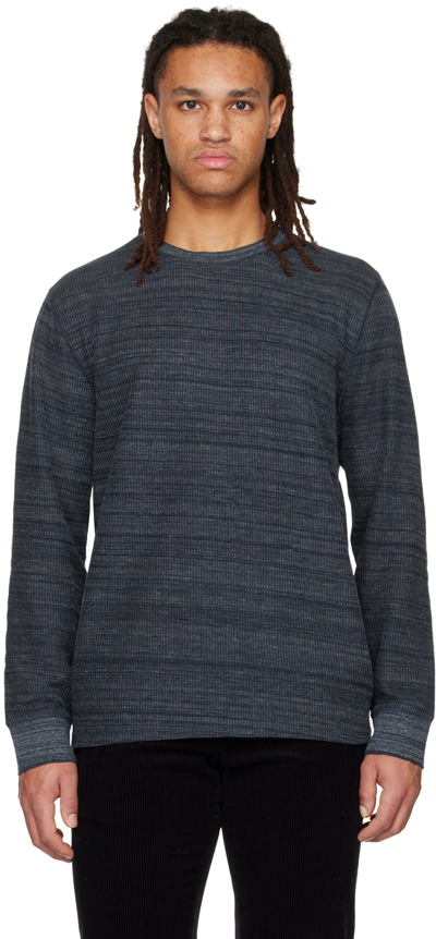 Vince Blue Thermal Long Sleeve T-shirt In H Coastal/coastal-40