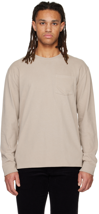 Vince Taupe Crewneck Long Sleeve T-shirt In Stucco-177stu