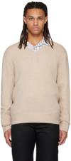 VINCE BEIGE V-NECK jumper