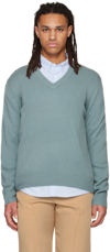 Vince Blue V-neck Sweater In Teal Pool-376tep