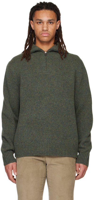 Vince Green Marled Sweater In Olive Field-310olf