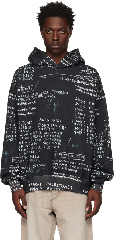 Misbhv X Jean-michel Basquiat Discography Puffer Jacket In Black