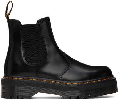 Dr. Martens' Black 2976 Quad Chelsea Boots In Black Polished Smoot