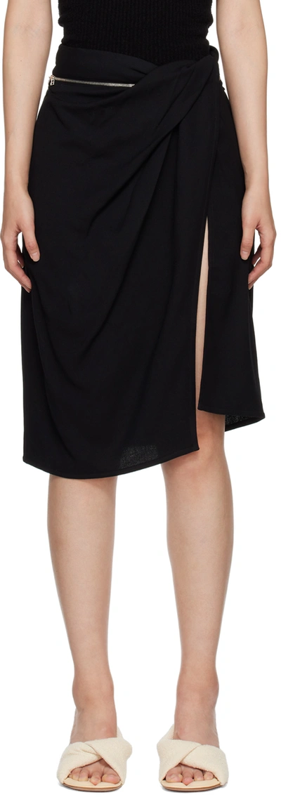Jacquemus La Jupe Bodri Midi Skirt Deep Split Detail In Black