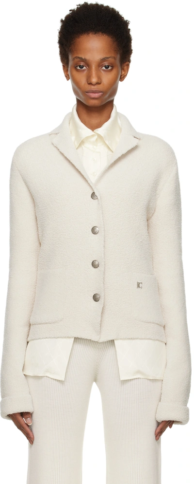 Low Classic Off-white Soft Collar Cardigan In Light Beige