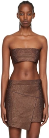 Andreädamo Brown Crystal-cut Tank Top In 003 0477 Nude