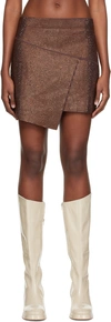 Andreädamo Brown Crystal-cut Miniskirt In 003 0477 Nude