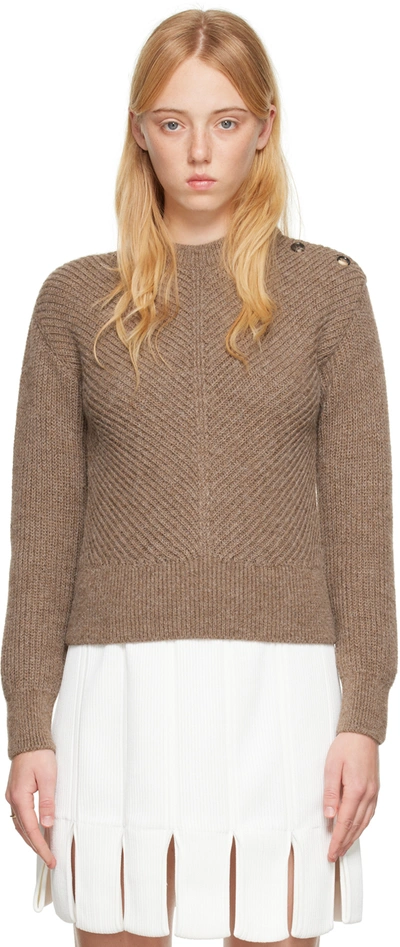 Bottega Veneta Taupe Button Sweater In 1540 Riverbed