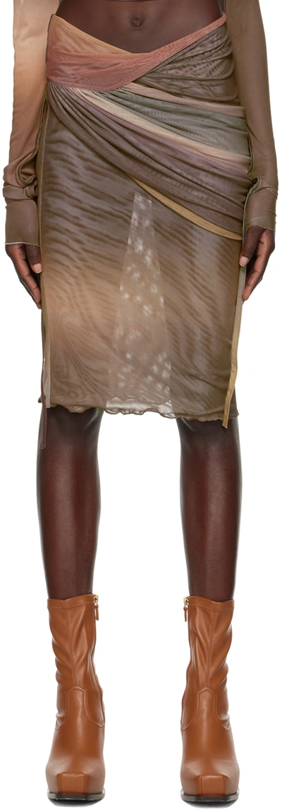 Jade Cropper Brown Draped Midi Skirt In 122/tone Print Brown