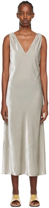 Vince Gray Ruched Midi Dress In Silver-049sil