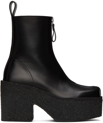 Dries Van Noten Black Zip-up Platform Ankle Boots In 900 Black