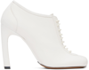 DRIES VAN NOTEN WHITE LACE-UP LOW ANKLE HEELS