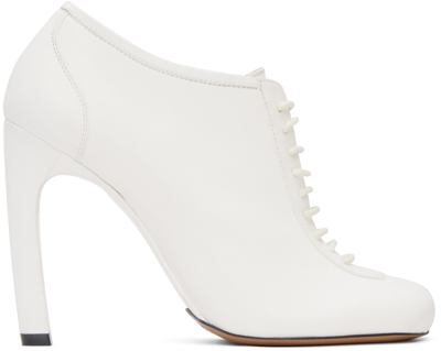 Dries Van Noten White Lace-up Low Ankle Heels In 001 White